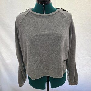 Cropped Long-sleeved Shirt with Lace up Sleeves